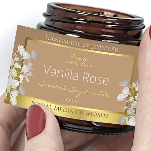 Bloemen Product Verpakking Etiketten Bruin Goud Zi