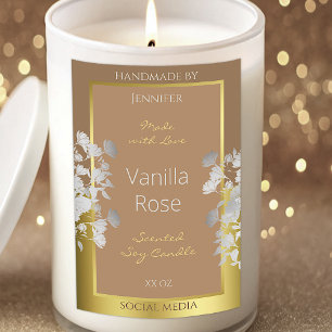 Bloemen Product Verpakking Etiketten Bruin Goud Zi