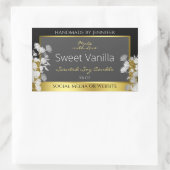 Bloemen Product Verpakking Label Zwart Goud en Gri (Tas)