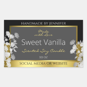 Bloemen Product Verpakking Label Zwart Goud en Gri