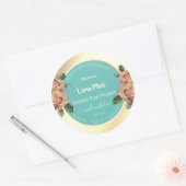  Bloemen Product Verpakkingsetiketten Blauwgroen G Ronde Sticker (Envelop)