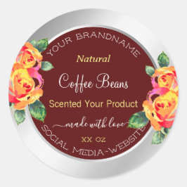 Bloemen Product Verpakkingsetiketten Bourgogne Zil Ronde Sticker