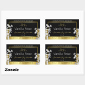 Bloemen Product Verpakkingsetiketten Zwart Goud Zi Rechthoekige Sticker (Vel)