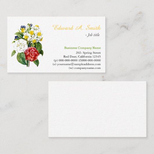   bloemen professioneel visitekaartje (Voorkant / Achterkant)