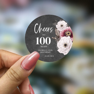 Bloemen Proost op 100e verjaardag Ronde Sticker