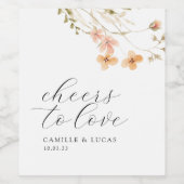 Bloemen Proost Op Liefde Bruiloft Wijn Label Etiket (Enkel label)