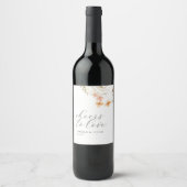 Bloemen Proost Op Liefde Bruiloft Wijn Label Etiket (Voorkant)