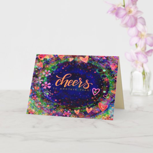 Bloemen Proost op Nog Een Jaar Plezier Kaart (Orchidee)