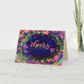 Bloemen Proost op Nog Een Jaar Plezier Kaart (Voorkant)