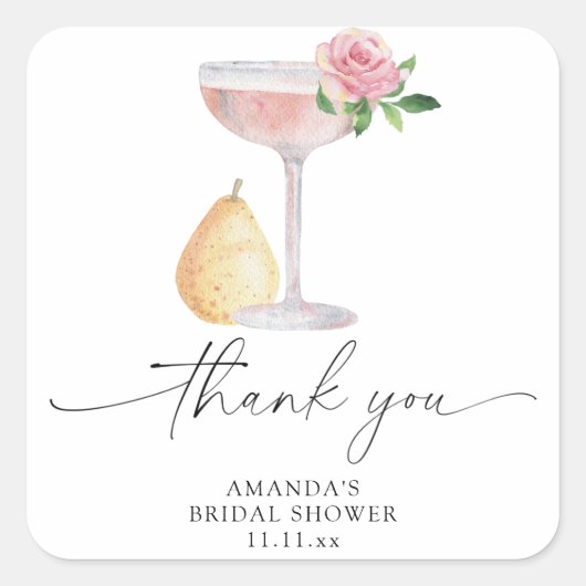 Bloemen & Prosecco - bedankt bruidsfeest Vierkante Sticker (Voorkant)
