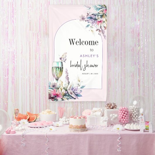Bloemen & Prosecco Bloemboog Bruidsdouche Spandoek