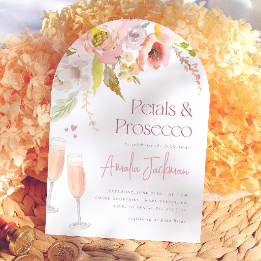 Bloemen & Prosecco Bloemboog Bruidsfeest Kaart