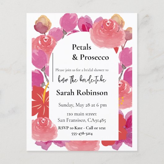 Bloemen & Prosecco Bloemboog Zomer Bruidsdouche Flyer (Voorkant)