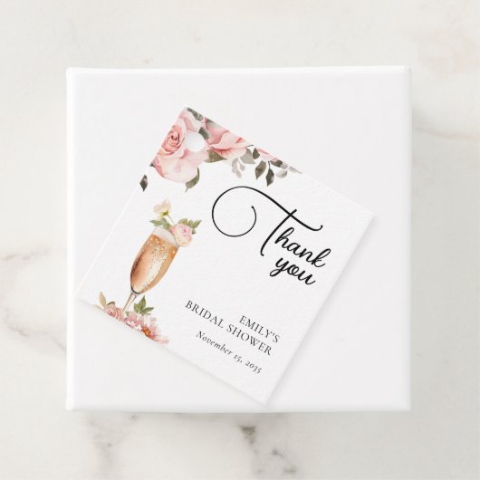 Bloemen & Prosecco Bloemige Bruids-Shower Bedankjes Labels (In situ)