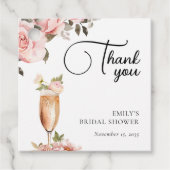 Bloemen & Prosecco Bloemige Bruidsdouche Bedankjes Labels (Voorkant)