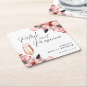 Bloemen & Prosecco Bloemige Bruidsdouche Kartonnen Onderzetters (Schuin)