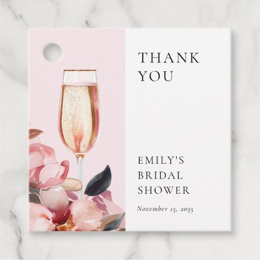 Bloemen & Prosecco Bloemige Bruidsmeisjesborrel Bedankjes Labels (Voorkant)