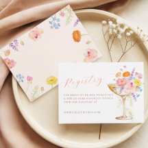 Bloemen & Prosecco Bloemige Bruidsuitnodiging Regi