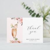 Bloemen & Prosecco Bloemrijke Bruidsdouche Bedankkaart (Staand voorkant)