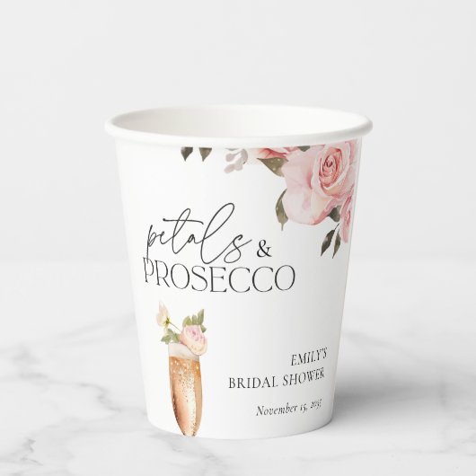 Bloemen & Prosecco Bloemrijke Bruidsdouche Papieren Bekers (Achterkant)