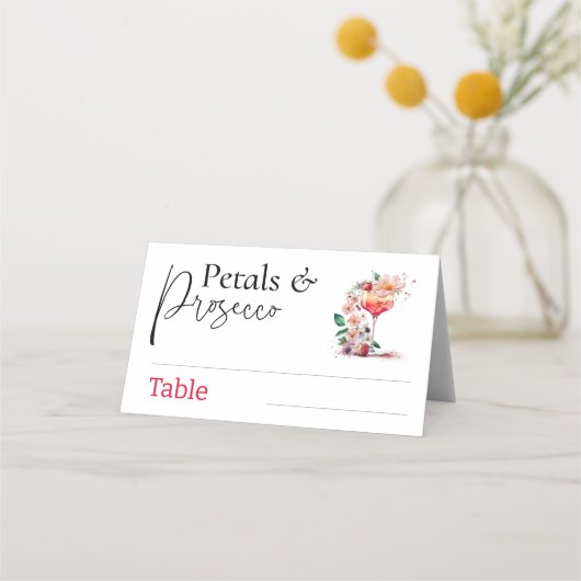 Bloemen Prosecco Bloemrijke Bruiloft Borrel Brunch Plaatskaartje (Voorkant)