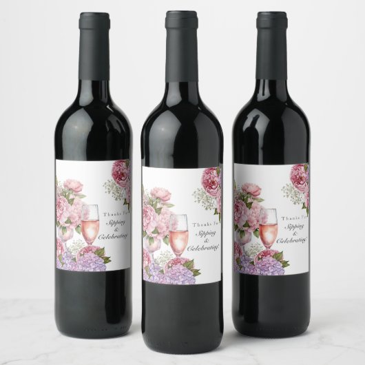 Bloemen & prosecco bloemstuk wijn etiket (Flessen)