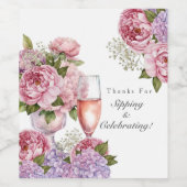 Bloemen & prosecco bloemstuk wijn etiket (Enkel label)