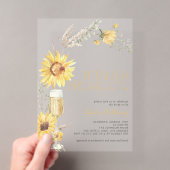 Bloemen & Prosecco Boho Zonnebloem Bruidsdiner Acryl Uitnodigingen (Insitu (Draagbaar))