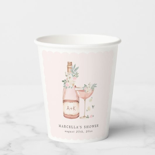 Bloemen & Prosecco Bruidsdiner Afscheidscadeau Bru Papieren Bekers (Achterkant)