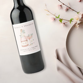 Bloemen & Prosecco Bruidsdiner Afscheidscadeau Bru Wijn Etiket