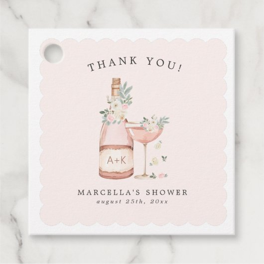 Bloemen & Prosecco Bruidsdiner Henparty Bedankjes Labels (Voorkant)