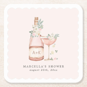 Bloemen & Prosecco Bruidsdiner Henparty Kartonnen Onderzetters