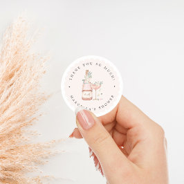 Bloemen & Prosecco Bruidsdiner Henparty Ronde Sticker