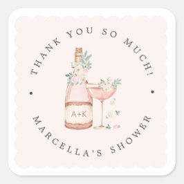 Bloemen & Prosecco Bruidsdiner Henparty Vierkante Sticker