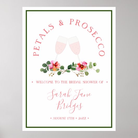 Bloemen & Prosecco Bruidsdiner Welkom Poster (Voorkant)