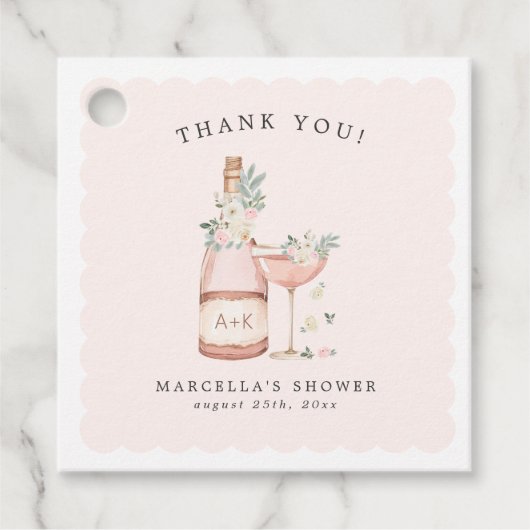 Bloemen & Prosecco Bruidsdouche Bachelorette Bedankjes Labels (Voorkant)