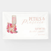 Bloemen & Prosecco Bruidsfeest Backdrop Roze Spandoek (Horizontaal)