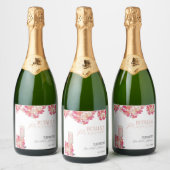 Bloemen & Prosecco Bruidsfeest Bloemrijk Roze Sparkling Wijnetiket (Flessen)