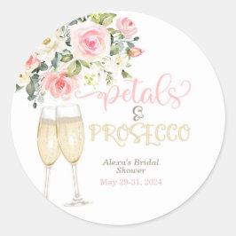Bloemen & Prosecco Bruidsfeest Ronde Sticker