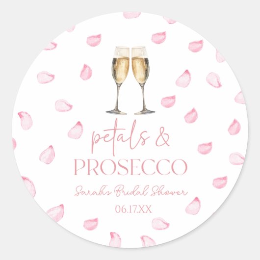 Bloemen & Prosecco Champagne Bruidsfeest Ronde Sticker (Voorkant)