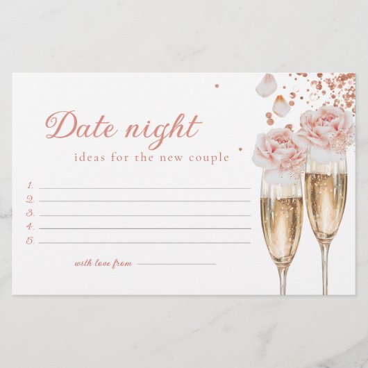 Bloemen & Prosecco Date Night Spel Bruidsborrel Briefpapier (Voorkant)