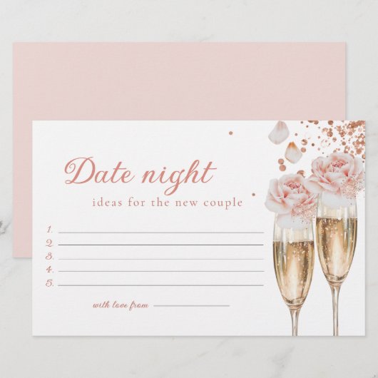 Bloemen & Prosecco Date Night Spel Bruidscadeau Briefpapier (Voorkant / Achterkant)
