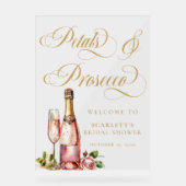 Bloemen & Prosecco Elegante Bruids Bruiloftsontvan Acryl Bord (Voorkant)