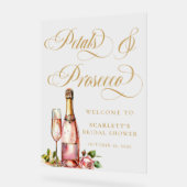 Bloemen & Prosecco Elegante Bruids Bruiloftsontvan Acryl Bord (Hoek)