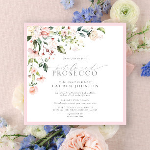 Bloemen & Prosecco Elegante Roze Bloemen Douche Kaart