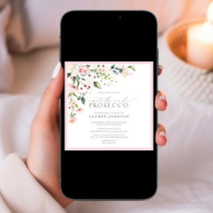 Bloemen & Prosecco Elegante Roze Bloemen Douche Kaart