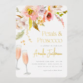 Bloemen & Prosecco Folie Bruiloftsfeest Uitnodiging (Voorkant)