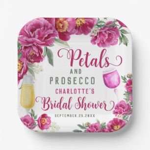 Bloemen & Prosecco Heet Roze Bloemrijke Bruidsdouc Papieren Bordje