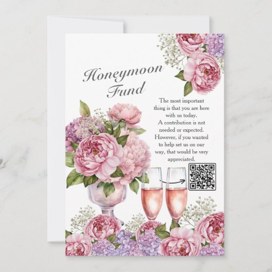 Bloemen & Prosecco Honeymoon Fonds Kaart (Voorkant)