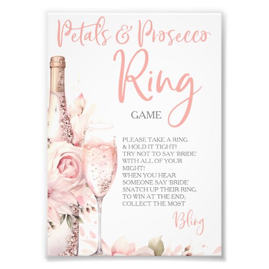 Bloemen & Prosecco Ring Game Hunt Ringen Foto Afdruk (Voorkant)
